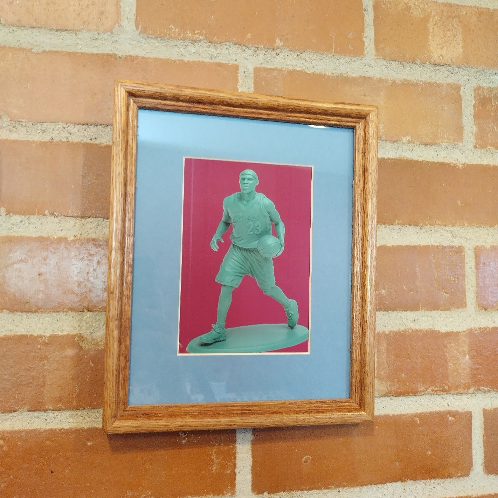 LeBron James Cleveland Cavilers Retro NBA Plastic Army Man Framed Art Print
